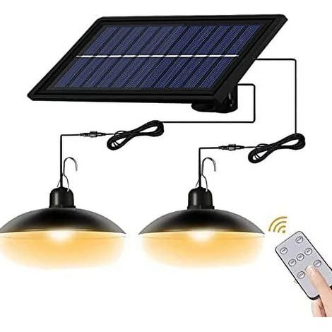 Suspension solaire double tête IP65 – – Blanc chaud. câble 3 m. télécommande. étanche. pour poulaillers. patios. couloirs. abris de jardin et tonnelles (1/5)