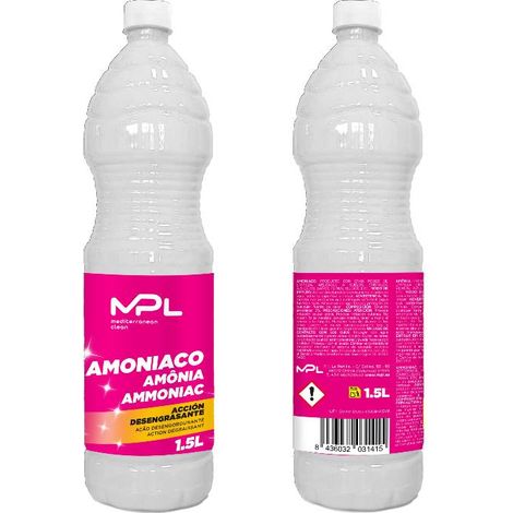FPLUS mpl amoniaco botella 1,5 lt 300833 , Producto con gran poder de limpieza.Aplicable a suelos, cristales, azulejos, baños&. Acción desengrasante. (1/2)
