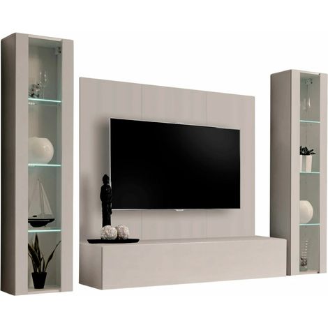Ensemble Meuble TV Mural "Fly AP2" 260cm Beige Gris (1/2)