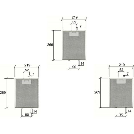 3 FILTRI  ELICA /  WHIRLPOOL  481248048083  CAPPA METALLICO 269x219x9 mm  F 241 (1/4)