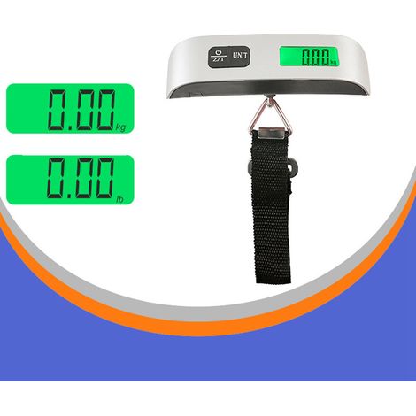 Elektronische Hakenwaage, batteriebetrieben, großes grünes LCD-Display, 50 kg, tragbar, Hakentyp (1/5)