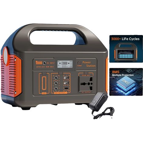 Station de puissance portable, sortie 500W, batterie LiFePO4, 500W 460Wh 220V (1/2)