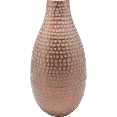 Jarrón de metal cobre martillado 49 cm, decoración étnica (1/5)