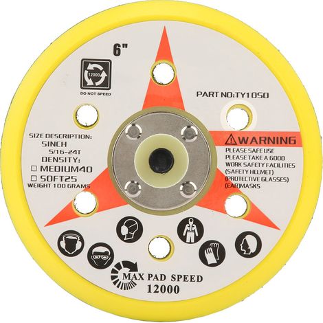 Ortviai Disque de ponçage pneumatique auto-adhésif 15 cm (6 pouces) avec 6 trous – aluminium et PU (1/5)