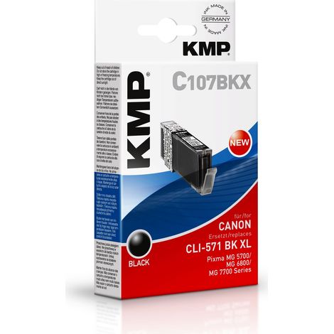 KMP Printtechnik AG KMP Patrone Canon CLI571 BK XL black 425 S. C107BKX kompatibel (1568,0001)