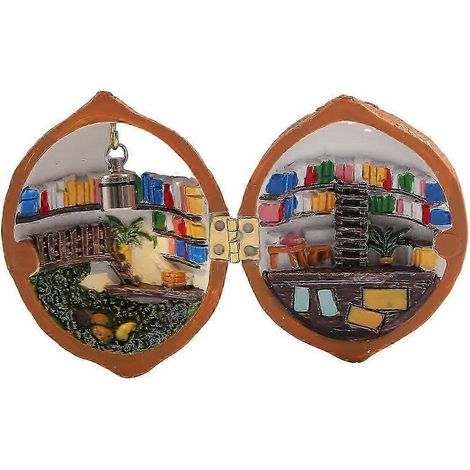 Coquille de noix, Bibliothèque, Maison de poupée artisanale en coquille de noix, Scène secrète en résine avec noix en 3D, Miniature en résine js (1/5)