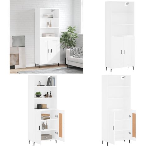 Highboard Weiß 69,5x34x180 cm Holzwerkstoff - Holzwerkstoff - Schrank (1/5)