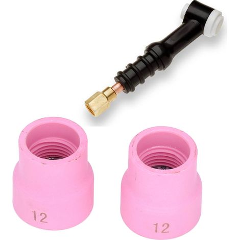 2 Pièces Buse Céramique 12/14 pour Soudage TIG, Accessoire pour Torches WP9/17/18/20/25/26 (Couleur Rose) (1/5)