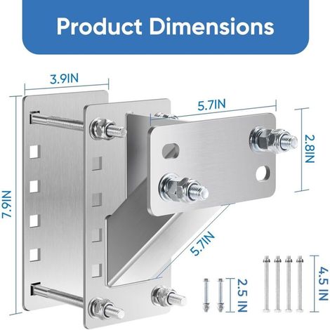 Elle – Porte-pneu de secours pour remorque – Support triangulaire soudé – Résistance 180 lbs – Installation rapide sans perçage
