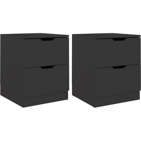 Juego de 2 mesitas de noche con dos cajones 40 x 40 x 50 cm madera de ingeniería negra DEC035578