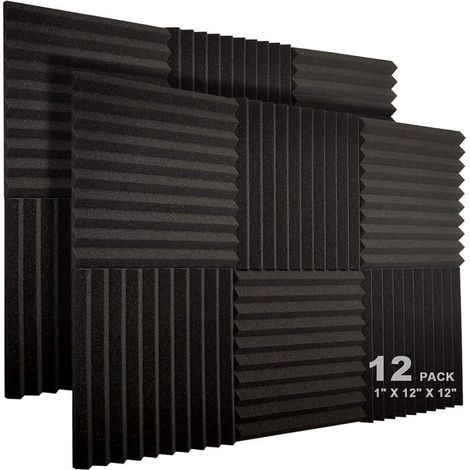XVX – Paquete de 12 paneles acústicos de 30,5 x 30,5 x 2,5 cm – Espuma de alta densidad – Absorción acústica para estudios y oficinas – Resistente al fuego (1/5)