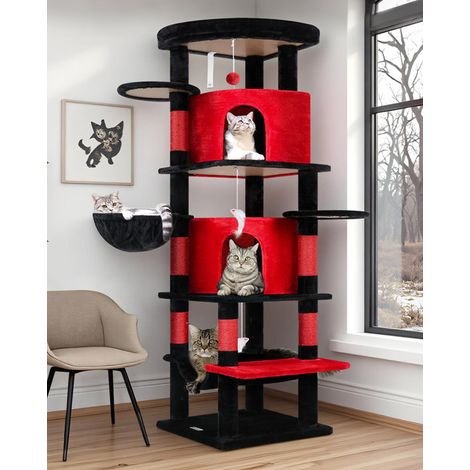 Arbre à chat multi-niveaux avec condos, hamacs et poteaux à griffer en sisal pour confort et jeu (1/5)