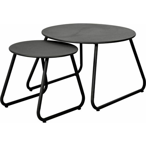 Loft Duo Tischset aus 2 schwarzen Metalltischen