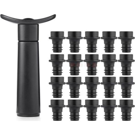 Pompe à vide pour le vin avec 20 bouchons, bouchon de bouteille de vin, réutilisable pour garder le vin frais, accessoires (1/4)