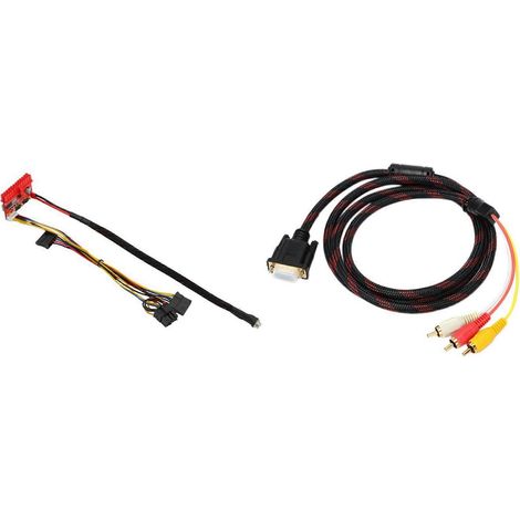 Adaptateur secteur 24 broches MINI ITX vers ATX pour PC de voiture, câble d'entrée large pour ordinateur et câble RCA, câble audio RCA, câble VGA vers AV (1/5)
