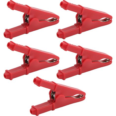 5x Pinces de Test Électrique Mini en Laiton et PVC, Bonne Conduction, Anti-corrosion, pour Circuit Électronique, Rouge, 30A/1000V, Ouverture 25mm (1/5)