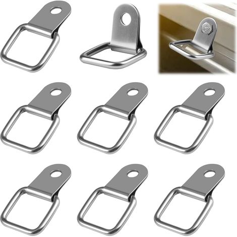 8 Pièces Anneau d'Arrimage en D, Anneaux d'Arrimage pour Remorque avec Charge de 200 kg, Crochet d'Arrimage en Acier Inoxydable, Anneau d'ancrage pour Sécurisation de Chargement sur Camion Camping (1/5)