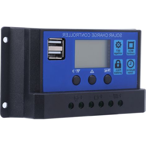 Solarmodul-Laderegler mit LCD-Display, Batterieladesteuerung, zwei USB-Ausgängen (12 V/24 V, 20 A) (1/5)