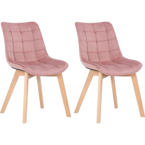 2er Esszimmerstühle Passaic Samt pink