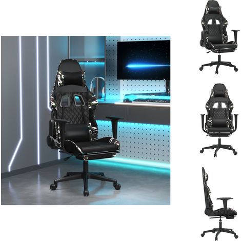 Gaming-Sessel - Living Gaming-Stuhl mit Fußstütze Schwarz und Tarnfarben Kunstleder (1/5)