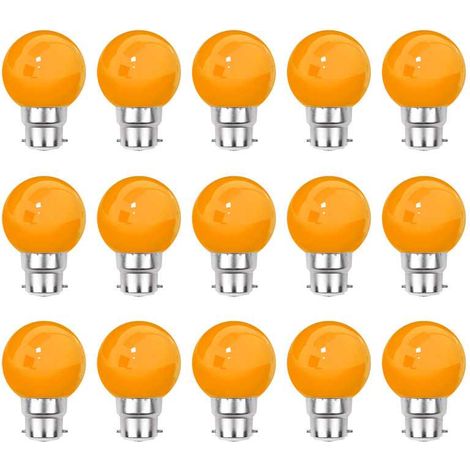 Lot de 15 ampoules LED Orange B22 Incassables - Guirlandes guinguette - Culot baïonnette