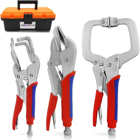 Lot de 3 pinces à sertir - Kit de soudure et de travail des métaux avec pince en C de 28 cm, bec de canard de 25,4 cm et mâchoires en forme de U pour pliage de tôle, réparation automobile (1/5)