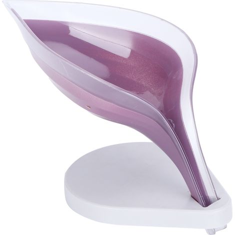 Porte-savon en forme de feuille avec égouttoir, pour douche, salle de bain et cuisine - Violet (1/5)