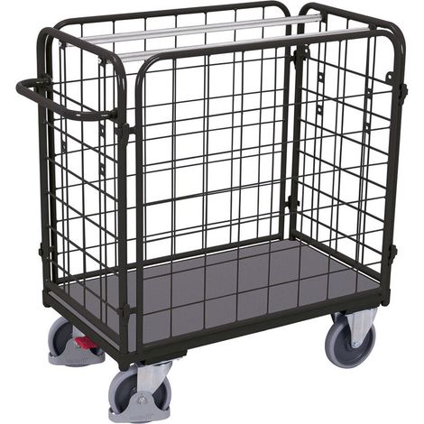 VARIOfit Paket-Vierwandwagen, niedrig, seitlich vergittert Ladefläche 1200x800mm Anthrazitgrau RAL 7016