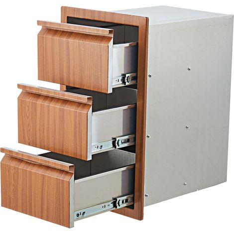 Tiroirs cuisine extérieure 35,6×61×45,7 cm 3 tiroirs encastrés affleurants acier inoxydable îlot barbecue terrasse (1/5)