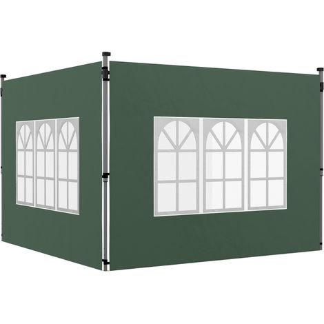 Lot de 2 parois latérales pour pavillon 3x3 / 3x4 m avec fenêtres, toile Oxford verte, protection extérieure pratique – CHICFURN (1/5)