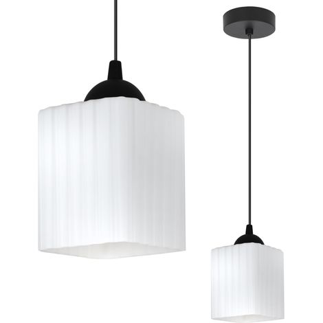 Suspension Riffle, noire, 1 ampoule, cube blanc, E27 (1/5)