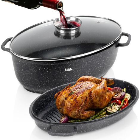 Granit-Bratpfannendeckel, 3-in-1-Gänsekaraffe, Induktionskochfeld, 8+3,2 l