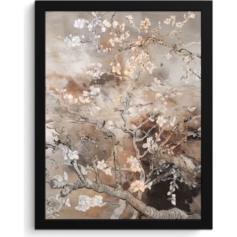 AFFICHE ENCADRÉE Fleur d'amandier - Art - Van Gogh - Beige - Abstrait Décoration Murale 30x40 (1/5)