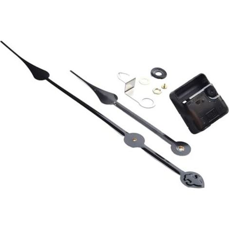 WIIYENA Kit de mécanisme de mouvement d'mecanisme horloge murale à couple élevé, silencieux, à quartz, kit de réparation avec aiguilles longues pour grande horloge de 50 à 60 cm (noir 2) (1/4)