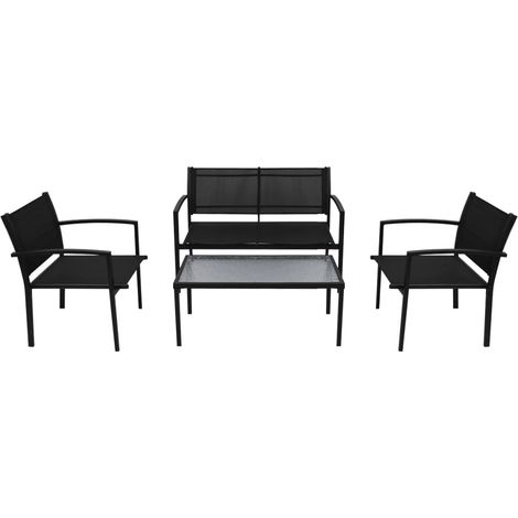 vidaXL Set da Pranzo da Giardino 4 pz in Textilene Nero