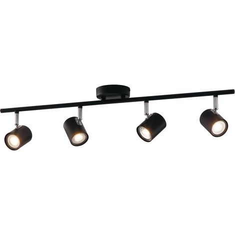 Spot ZERO in metallo nero con quattro punti luce orientabili