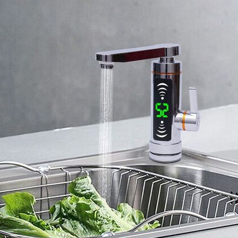 Electric Faucet Instantaneous Water Heater Stainless Steel Rotating Faucet with LED Digital Display Hot Water Faucet Bathroom Kitchen (1/5)