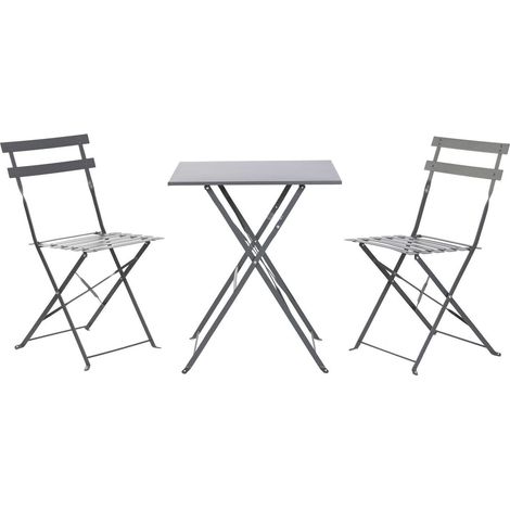 Ensemble table et chaises en métal gris élégant - gris anthracite élégant (1/5)