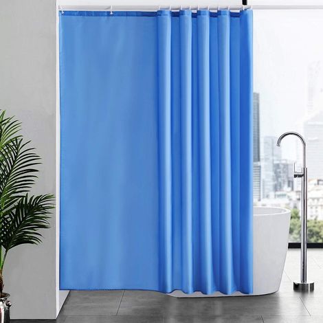 Duschvorhang Überlänge 200x200cm Blau, Textil, Anti-Schimmel, Waschbar, inkl. 12 Haken (1/5)