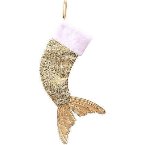 Chaussette de Noël à paillettes en forme de queue de poisson, décoration de Noël (1/5)