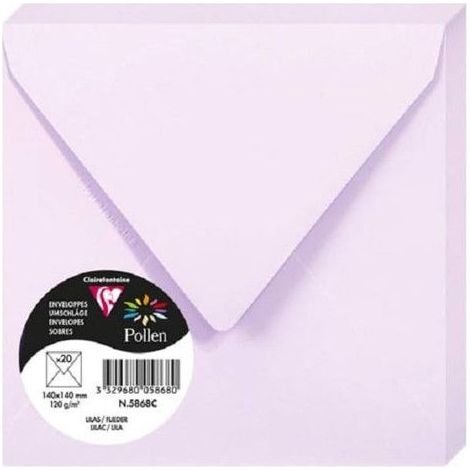 Enveloppe - CLAIREFONTAINE - Pollen - 140x140 mm - 120g - Couleur lilas