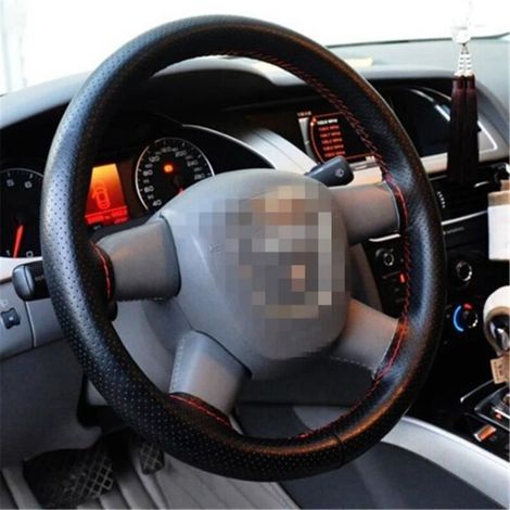 Couvre Volant de Voiture Housse Cuir Pour Volant Prêt à Coudre Pour Volant Diametre 38cm Universal - NOIR