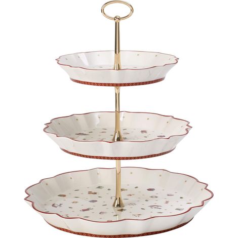 Etagère Rouge et Blanc, Présentoir, Vaisselle, Article de Noël, Décoration Noël Table, Porcelaine, Métal (1/5)