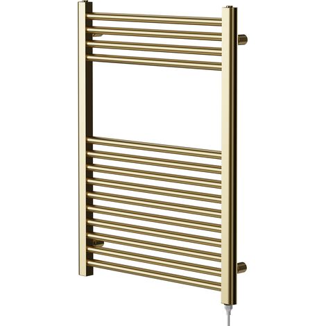 Colore Brushed Brass 800mm x 600mm Straight Electric Heated Towel Rail (1/5)