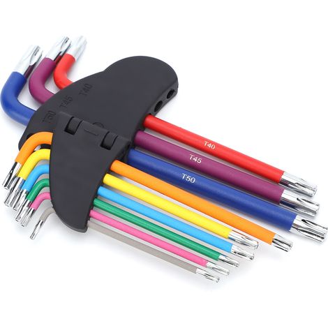 9-teiliges sternförmiges Sechskant-Steckschlüssel-Set, mehrfarbig, Sechskantschlüssel-Werkzeugset, Schraubenschlüssel-Reparaturzubehör (1/5)