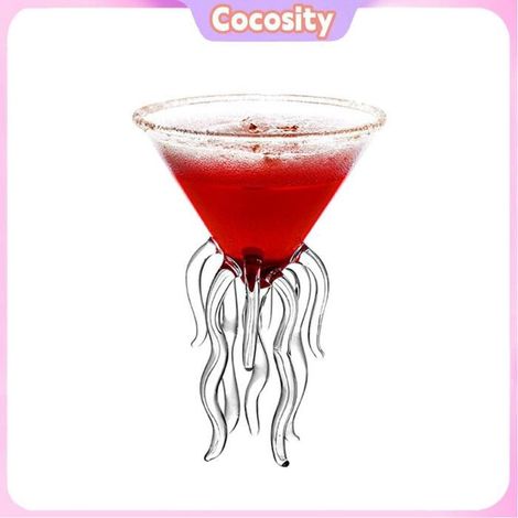 Cocosity Verre à cocktail de poulpe Tasse en Verre d'aquarium Martini, Verres à Pied au Design Unique de Poulpe culinaires set (1/5)