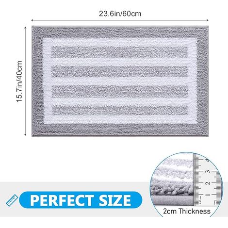 Tapis de bain antidérapant, tapis de salle de bain super absorbant en microfibre, tapis de sol lavable en machine pour baignoire, douche et salle de bain (40 x 60 cm, gris) (1/5)