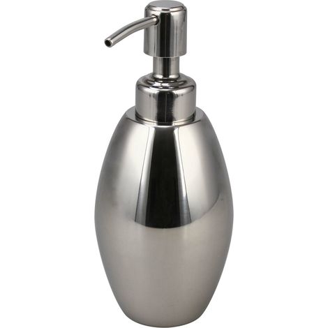 Distributeur de savon Acier inoxydable Argent 380ml volume rond, 17,9cm hauteur, Ø 7,3cm (1/3)