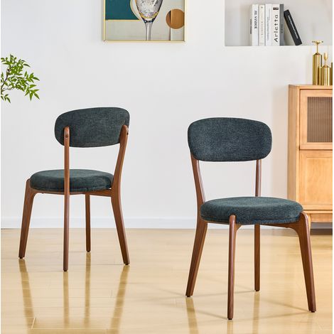 Set di 2 sedie da pranzo in metallo e lino nero, moderne, robuste e facili da montare,48.5×55.5×84cm (1/5)