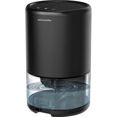 Déshumidificateur électrique (noir), humidificateur, séchoir à air avec réservoir d'eau de 1000 ml, déshumidificateur d'air silencieux (1/5)